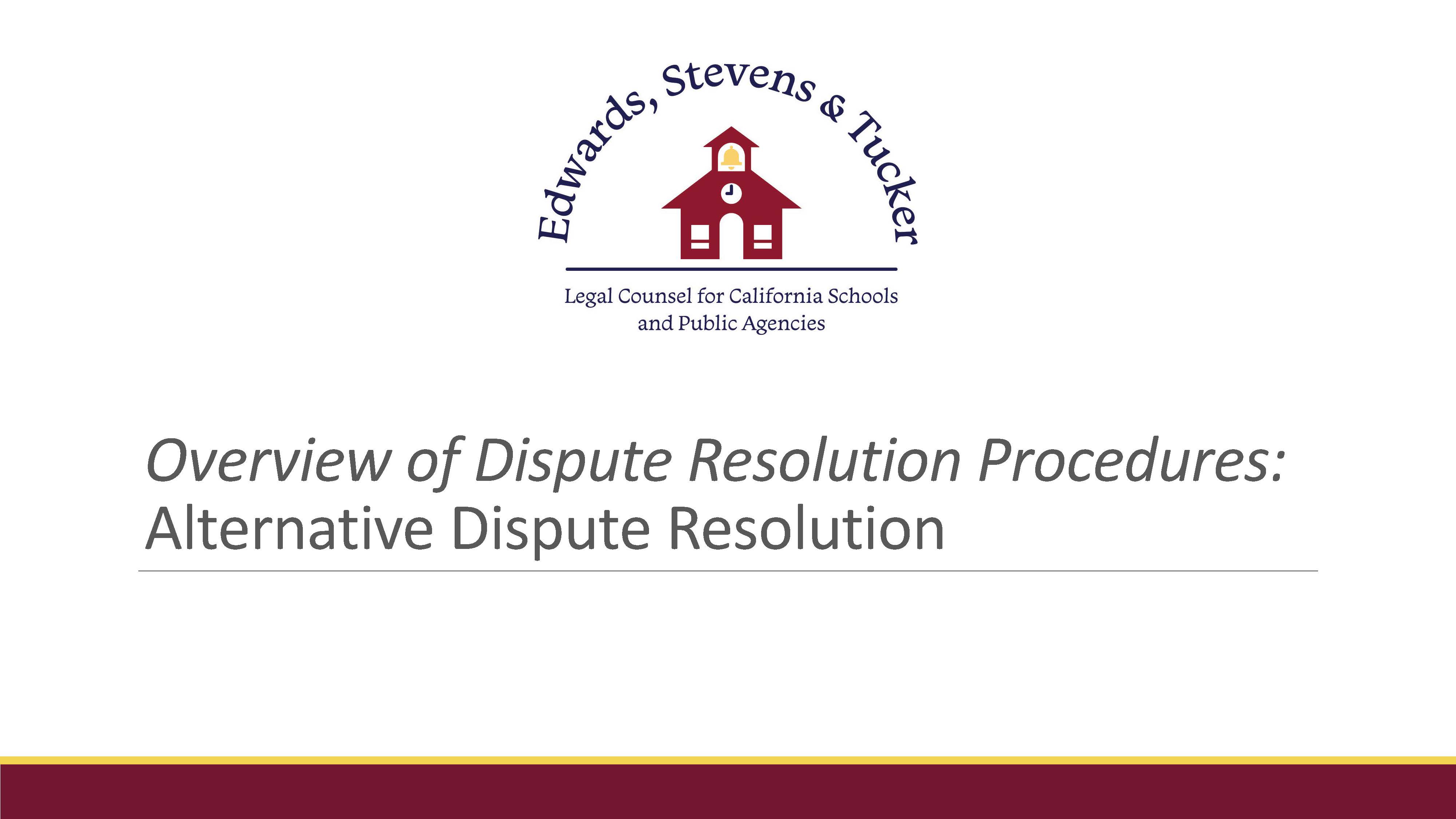 Alternative Dispute Resolution Procedures