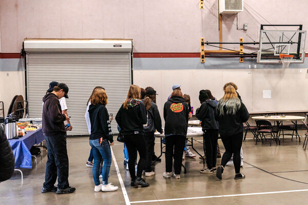 students standing in line